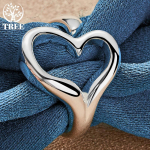 925 sterlingų sidabro &scaron;irdelės formos atviro žiedo papuo&scaron;alai