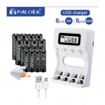 PALO LCD ekrano USB baterijų įkroviklis skirtas NiCd NiMh AA AAA įkraunamoms baterijoms su AA 3000mah baterijomis + AAA1100mah baterijomis