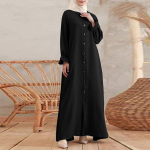 Moteri&scaron;ka rudeninė musulmoni&scaron;ka ilga suknelė &bdquo;Abaya Kaftan&ldquo; pilnomis rankovėmis, masyvi negabaritinė saulės suknelė XXXXXL juoda