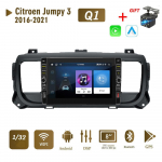 8 colių Android skirtas Citroen Jumpy 3 Space Tourer 2016-2021 su mygtuku rankenėle automobilio radijo GPS navigacijos grotuvas 1+32GB