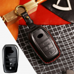 HALLMO tikros odos automobilio rakto dėklas, skirtas TOYOTA Camry 2-BTN raudona