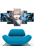 Anime Figūrinis Plakatas Drobė Sienos Menas Paveikslėlis 5 vnt. Japonija Jujutsu Kaisen Moduliniai dekoratyviniai paveikslai ant sienos apdaila Be rėmelio 20x35cm*2 20x45cm*2 20x55cm*1