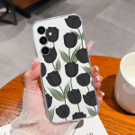 Skirta Samsung M32 M33 M54 Note5 10 9 S22 S23+ Ultra S6 S7 edge+ Case Fashion Matte Atsparus smūgiams permatomas mink&scaron;tas silikoninis TPU gėlė, skirta Galaxy Bumper Samsung J1 2016