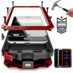 Prabangus sunkiųjų smūgiams atsparus dėklas, skirtas iPhone 16 15 14 13 12 11 Pro Max Mini X XR XS Max telefono dėklas, skirtas Samsung Armor metaliniam dėklui iPhone X/XS raudona