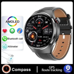 2023 m. naujas NFC i&scaron;manusis laikrodis vyrų balso skambučių sporto laikrodžiai GT4 Pro Compass GPS Tracker vandeniui atsparus i&scaron;manusis laikrodis leather strap juoda