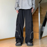 Vyri&scaron;ki High Street Y2K kombinezonai plačiomis kojomis Sportiniai laisvalaikio krovininės kelnės Ki&scaron;eninės gatvės aprangos sportinės kelnės Techwear korėjieti&scaron;ki drabužiai 2XL juoda