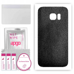 apgo Protective Skin Sticker for the back compatible with Samsung Galaxy S7, Wrap Film, Foil, Vinyl - Pattern Black Leather