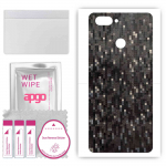 apgo Protective Skin Sticker for the back compatible with Oppo A5 (AX5), Wrap Film, Foil, Vinyl - Pattern Carbon Black Pixel