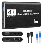 4K garso ir vaizdo fiksavimo kortelė, USB 3.0 HDMI vaizdo fiksavimo įrenginys, Full HD 1080P, žaidimų įra&scaron;ymui, tiesioginei transliacijai