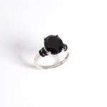 Klasikinio dizaino Ovalus Natūralus Juodas Spinelis Žiedas 925 Sterling Sidabras Eleganti&scaron;ka madinga puiki papuo&scaron;alai dovana moterims ir merginoms US RING SIZE:9# juoda