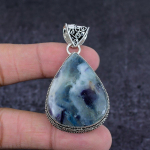 Fluorite Gemstone Handmade 925 Sterling Silver Gift Jewelry Pendant 2.25 v3r96