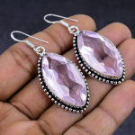 Pink Kunzite Gemstone 925 Sterling Silver gift Jewelry Earring 2.17 s2k58