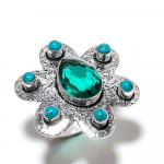 Green Tourmaline, Turquoise 925 Sterling Silver Jewelry Ring Size 10 e0f83