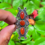 Natural Red Carnelian Gemstone 925 Sterling Silver Gift Ring Size 6.5 l9g58