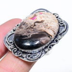Natural Plume Root Jasper Gemstone 925 Sterling Silver Gift Ring Size 8 k0s83