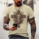 Nauji vyri&scaron;ki mar&scaron;kinėliai su 3d spausdinimu trumpomis rankovėmis Cool Crucifix mar&scaron;kinėliai vyrams, dideli mar&scaron;kinėliai Vyri&scaron;ki vintažiniai drabužiai S
