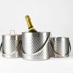 Ledo kibiras alui su dangčiu ir žnyplėmis, daugiafunkcis metalinis gėrimų kibiras, gėrimų vėsinimui 1.4 L Silver