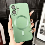 Metaliniai dažai Magnetinis mink&scaron;tas dėklas, skirtas iPhone 16 Pro Max 15 14 Plus 11 12 13 belaidžio įkrovimo silikono objektyvo apsauginis dangtelis For iPhone 16 tamsiai žalia spalva