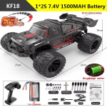 Naujas KF18 1:14 4WD RC automobilių visureigių lenktynių didelės spartos variklis be &scaron;epetėlių 2,4 G nuotolinio valdymo lengvųjų automobilių sunkvežimis 75 km/h sunkvežimis su &scaron;viesos diodų &scaron;viesos žaislu vaikams Dovana 2S battery juoda