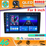 Universalus 9 QLED ekranas Automobilinis radijas Stereo 8 branduolių 4G Android Auto Carplay Multimedijos grotuvas Pagrindinis blokas WIFI GPS su ventiliatoriumi Kia Toyota Honda Hyundai 2+32G