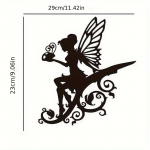 1 vnt Fairy metalinis sienų menas lauke, silueto skulptūra sodo dekoravimui, tvora, rudens dekoras, Helovino dekoras juoda