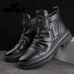 Mada Nauji Prabangūs Vyri&scaron;ki Auliukiniai Batai Briti&scaron;ko Stiliaus Auk&scaron;takulniai Vyri&scaron;ki Batai Motociklininko Odiniai Batai Užtrauktukas Retro Vyri&scaron;ki Batai Zapatillas Hombre 39 juoda