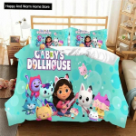 Gabbys D-Dollhouse patalynės komplektas antklodės užvalkalas antklodė lova vienvietis dvivietis pilnas karalienės jaunimo berniukas mergaitė berniukams dovana karali&scaron;ko dydžio patalynės komplektas 140x200cm 3pcs