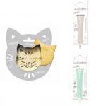 Kit pour biscuit en relief Chat + 2 Stylos au chocolat blanc et vert d'eau