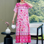 Moteri&scaron;ka suknelė Vasariniai senoviniai rūbai Laisvalaikio suknelė trumpomis rankovėmis, ilga suknelė moterims, vasaros apranga 5XL