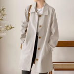 Women's Mid-Length Trench Coat - Simple Korean Style, Versatile Solid Color for Early Spring & Autumn M