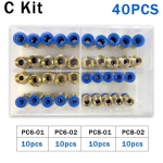 Dėžutės formos PC serijos 4mm 6mm 8mm 10mm 12mm oro jungčių žarnų vamzdžių pneumatinės jungtys 1/4 1/8 įstumiamos greito atjungimo movos 1 BOX