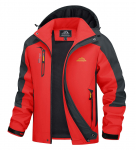 Demisezoninė ilga striukė Vyri&scaron;ka su gobtuvu Neperpučiama Vandeniui atspari Lietpalis Vėjo nepraleidžianti striukė 5 ki&scaron;enės žygiams, žvejybai, kelionėms 4XL raudona