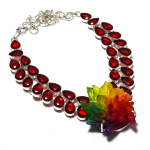 Crystal Druzy, Garnet Handmade 925 Sterling Silver Jewelry Necklace 18 r7d49