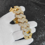 Storas Sunkus 25mm &Scaron;e&scaron;i Eilės Žnyplėmis Nustatytas Kubieti&scaron;kos Grandinės Ledinis Hip Hop Baltas/18k Auksu Padengtas Karoliai Papuo&scaron;alas Moterims Vyrams Dovanos 8inch Bracelet