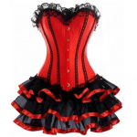 Moteri&scaron;kas seksualus Burlesque Overbust korsetas su Mini TuTu sijono puo&scaron;niomis suknelėmis XXL red