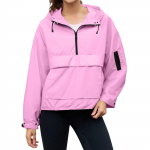 women's Loose Comfortable Casual Fashionable Solid Color Pullover Hooded Long Sleeved Windbreaker XL rožinė