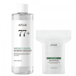 Anua Heartleaf 77 raminantis tonikas 500ml + drėkinantis odos paketas medvilninių diskelių 1 pakuotė