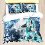 Hatsune Miku Anime 100% Poliesterio Patalynės Komplektas Antklodės Užvalkalo Komplektas Spausdintas Animacinis Namų Dekoras EU single(135x200cm)