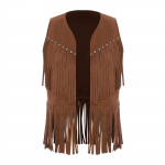 Unisex vaiki&scaron;ka kauboji&scaron;ka liemenė atvira priekyje, liemenė, krūtinę puo&scaron;iančios dekoratyvinės kniedės, kutų dizainas, kutais puo&scaron;tas kra&scaron;tas, vakarieti&scaron;kas vakarėlio kostiumas 7-8 Years