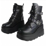 Moteri&scaron;ki odiniai ankle boots, motociklininko stiliaus, patogūs, platforminiai, goti&scaron;ki batai moteriai, 2025 m. nauji, žieminiai, su apvaliu priekiu, rai&scaron;teliais, moteri&scaron;ki 35