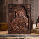 Senovinė religinė bažnyčios Mergelės Marijos &Scaron;irdies medinė skulptūra, katalikų &scaron;ventojo paveikslas namų dekoravimui 25cm