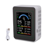 10 viename oro kokybės monitorius, spalvotas LCD ekranas, patalpų PM0.3 PM2.5 PM10 CO CO2 HCHO TVOC temperatūros ir drėgmės detektorius, tinkamas MT13W White WiFi Version black