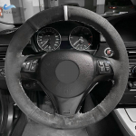 Automobilio vairo zom&scaron;inės odinės dangos apdaila, skirta BMW M Sport 1 3 serijai E81 E82 E87 E88 M3 E90 E92 E93 2008-2013 X1 E84 2011 m. B redblue line-3 bar