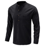 Rudens ir žiemos medvilniniai lininiai mar&scaron;kiniai ilgomis rankovėmis Vyri&scaron;ki laisvi lininiai mar&scaron;kiniai XXL juoda