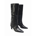 Seksualūs juodi PU ilgaauliai moterims Madingi smailianosiai su katino kulniuku Dizainerio batai Patogūs mink&scaron;tos odos Zapatos De Mujer 38 black