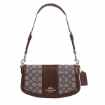 Rankinė Coach Andrea 24 Classic Logo Sagtis Odinė ir Tekstilės Didelė Peties Rankinė Vidutinė Moteri&scaron;kos rankinės Ąžuolo Klevo-Rudos spalvos CT767-SVS8S Basic Set (Bag+Dust Bag)