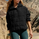 Dygsniuotos striukės moterims Lengvos ilgos rankovės pūkinės striukės &scaron;iltas žieminis paltas Vir&scaron;utinis drabužis su ki&scaron;enėmis L juoda