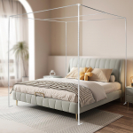 Tinkliuko nuo uodų baldakimo rėmo palaikymas su nerūdijančio plieno stulpais ir miegamojo dekoravimo laikikliu 2x2x2m See below for size descriptions sidabras