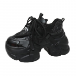 Moterų platforminiai sportbačiai Pavasaris Ruduo 8cm Stori Auk&scaron;ti Kulniukai Blizgūs Raudoni Moteri&scaron;ki plei&scaron;tai Laisvalaikio Tėčio Batai Odiniai Sportiniai Sportbačiai 34