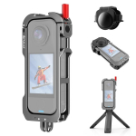 Insta360 X4 Air PULUZ Metalinis Apsauginis Narvas I&scaron;plėtimo Rėmas su &Scaron;alto Batuko Pagrindais & Objektyvo Dangteliu (Pilka) tamsiai pilka spalva